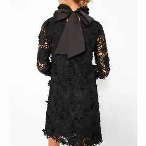 Black Guipure Lace Daphne Dress, TUCKERNUCK